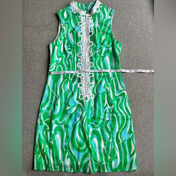 Lily Pulitzer Women’s Alexa Stretch Blue and Green Shift Dress Size 0 - Picture 9 of 10